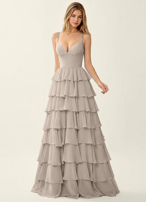 Celeste Vanilla Ruffled A-line Prom Dress image1