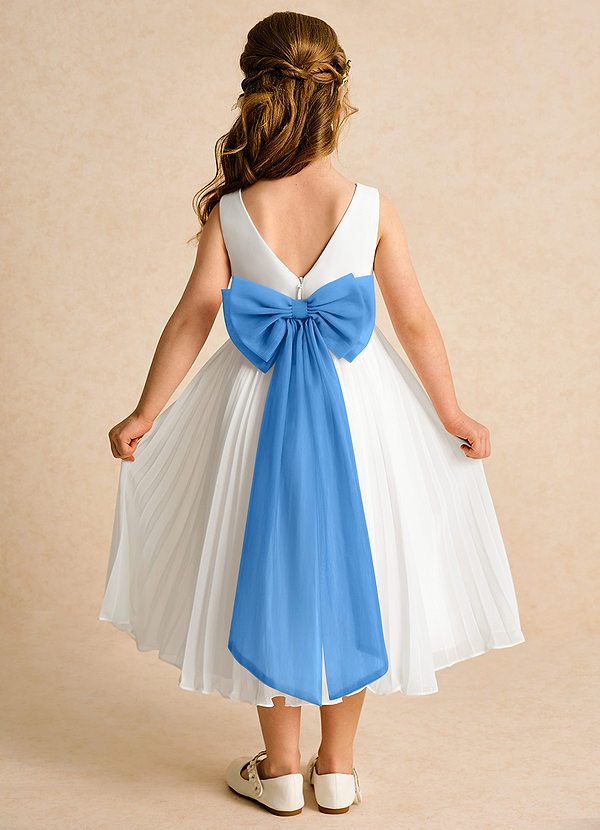 Azazie Margot Abiti da Ragazza di Fiori Abito A-Line in Chiffon Plissettato Avorio Ghiandaia Azzurra image1