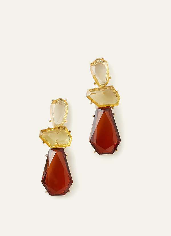 front Geometric Gemstone Statement Drop Earrings