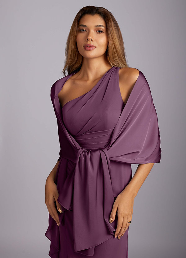front Azazie Matching Color Aleena Stretch Satin Shawl