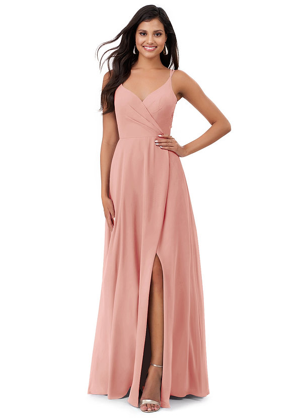 Azazie Lennon Bridesmaid Dresses Rosette A-Line Lace Chiffon Dress image1