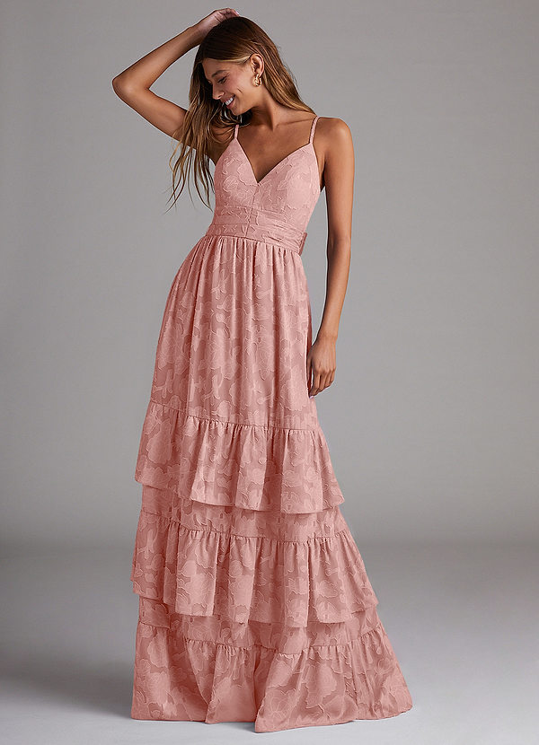 Azazie Nathalia Bridesmaid Dresses Rosette A-Line Bow Floral Burnout Dress image1