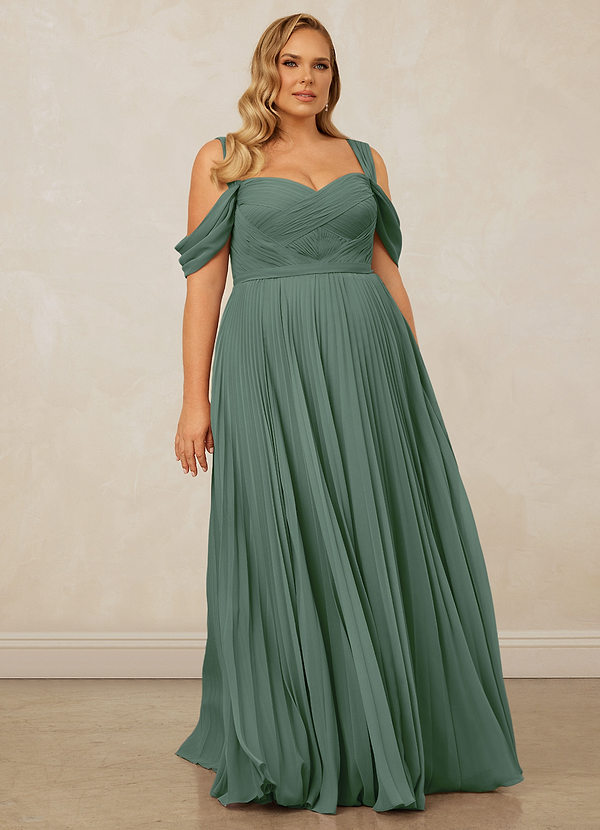 Christian Siriano Bridal for Azazie 1013 Bridesmaid Dresses Eucalyptus A-Line Off the Shoulder Chiffon Dress image1