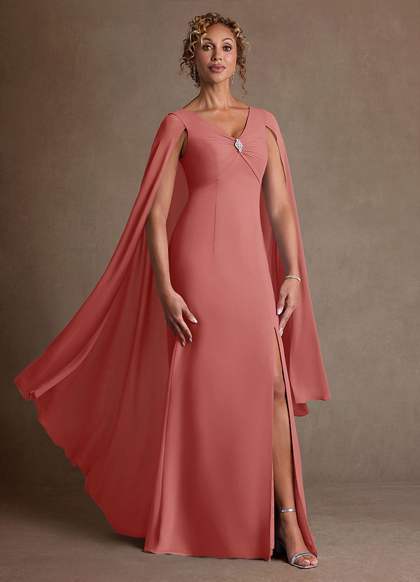 Azazie Boudica Mother of the Brides Dresses Antique Rose A-Line Pleated Chiffon Dress image1