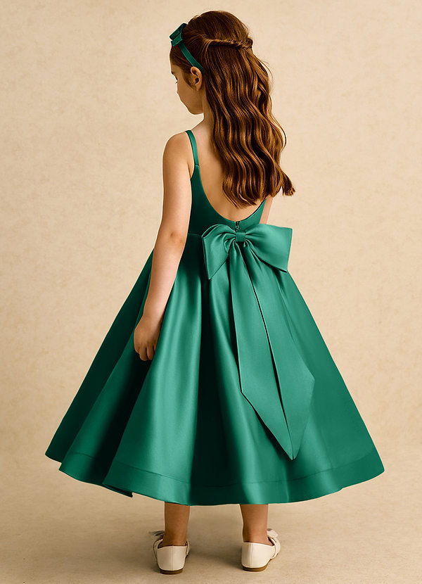 Azazie Babs Blumenkinder Kleider Ballkleid Plissee Matte Satin Kleid Smaragd image1