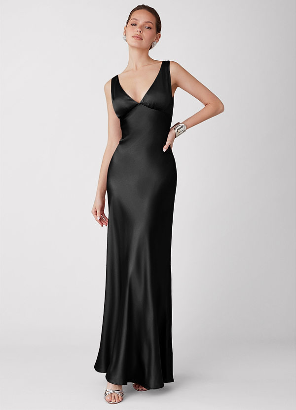 Mirea Black Luminous Satin Maxi Dress image1