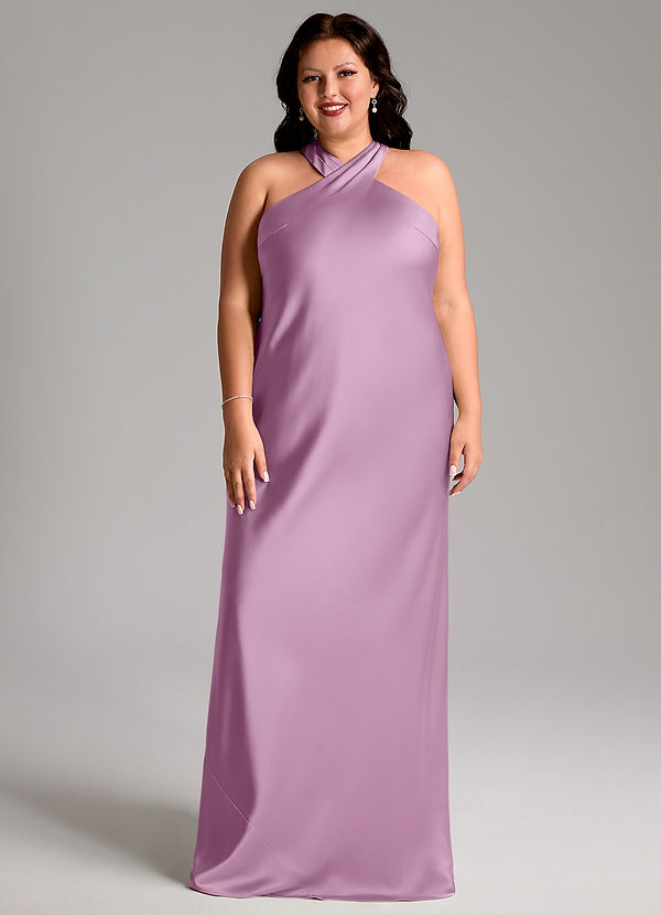 Azazie Doretta Brautjungfernkleider Meerjungfrau-Linie Plissee Stretch-Satin Kleid Blauregen image1