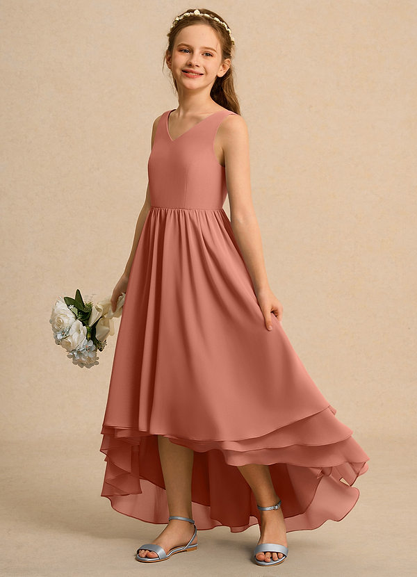 Azazie Kitten Junior Formal Bloemenmeisjes Jurken A-Lijn Jurk van Chiffon Meer Gesneden image1