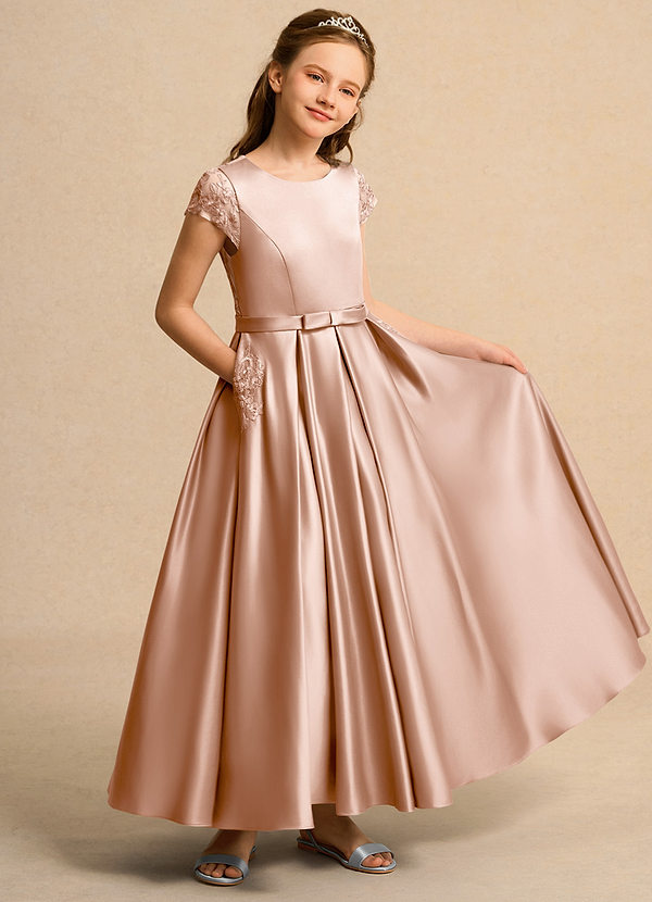 Azazie Bunny Junior Formal Sukienki dla dziewczynek sypiących kwiaty Suknia balowa Koronka Sznurówka Długość kostki Sukienka image1