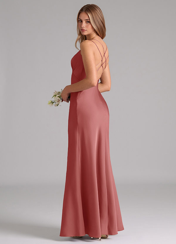 Azazie Suttona Brudtärneklänningar Klä av A-Linje i Stretch Satin Plisserad Antik Ros image1