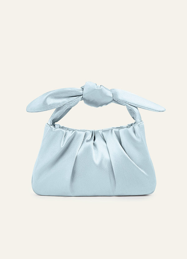 front Matching Color Metallic Satin Knotted Handle Handbag