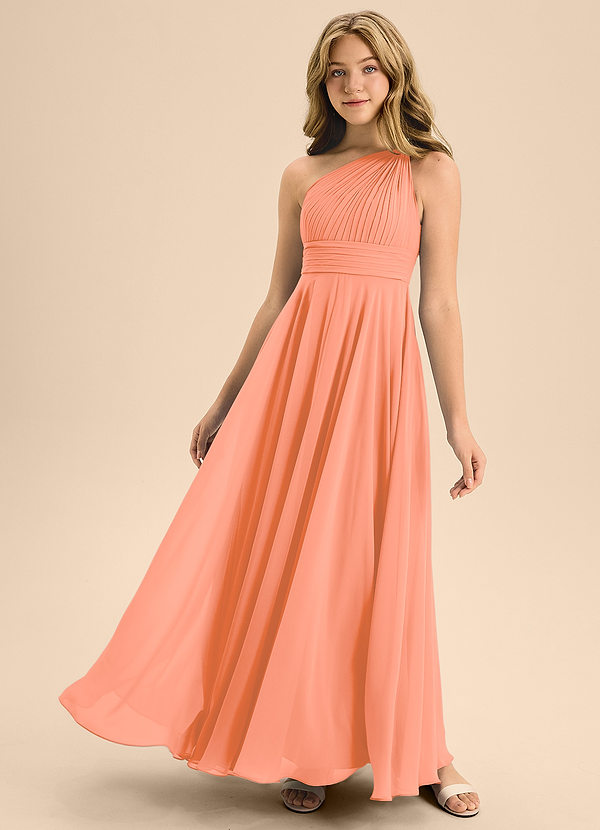 Azazie Charlize Junior Sunset A-Line Pleated Chiffon Dress image1