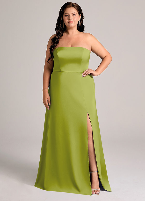 Azazie Wren Bridesmaid Dresses Lemongrass A-Line Strapless Stretch Satin Convertible Dress image1