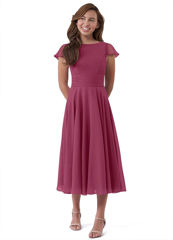 Simple Sleeveless Chiffon Junior Bridesmaid Gown Mulberry main image 1
