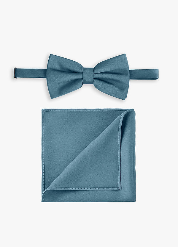 front Stretch Satin Bow Tie and Pocket Square Set