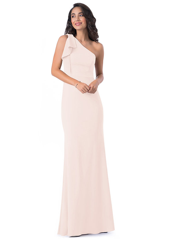 Azazie Rinna Bridesmaid Dresses A-Line One Shoulder Stretch Crepe Floor-Length Dress image1