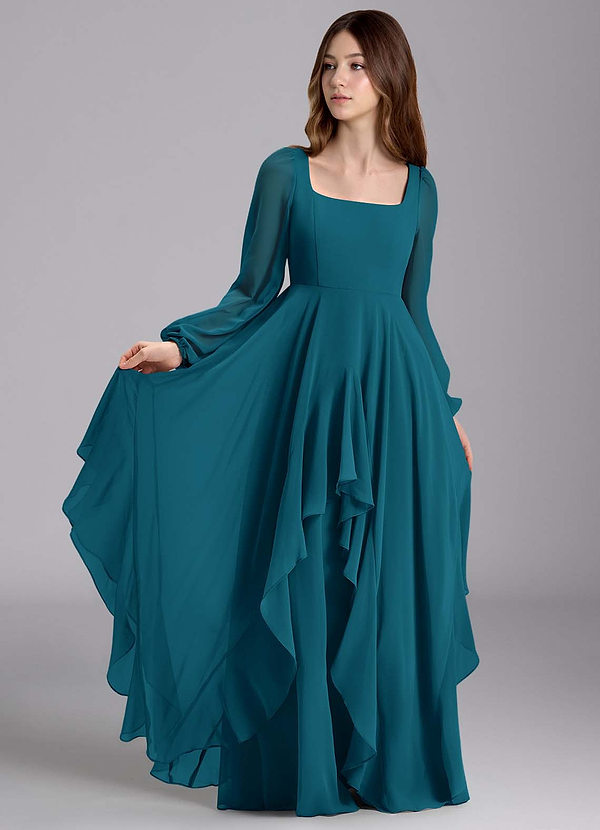 Azazie Clara Junior Klänning av A-Line i Chiffong Blouson image1