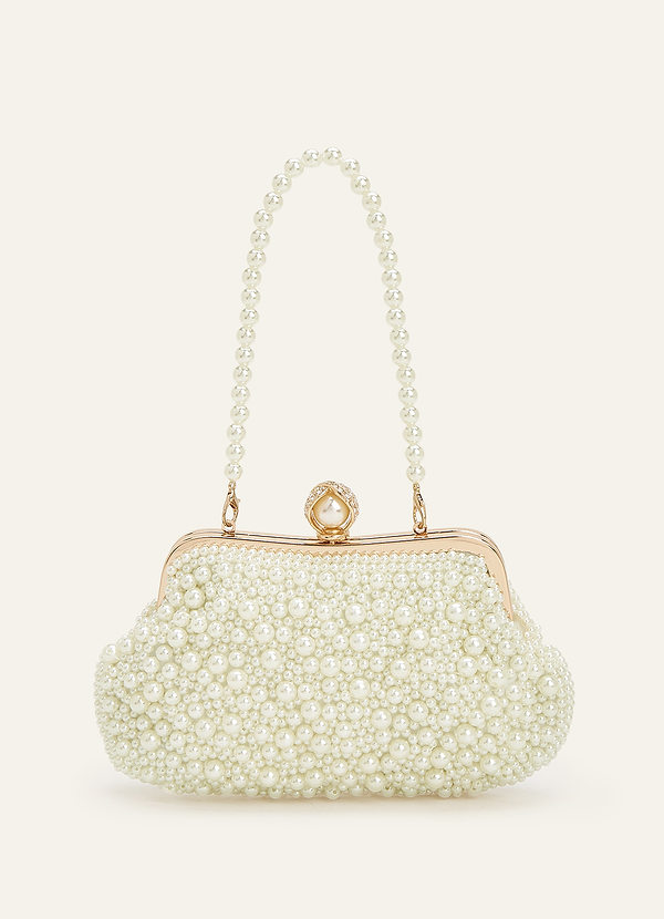 front Pearl Beaded Clutch Bag