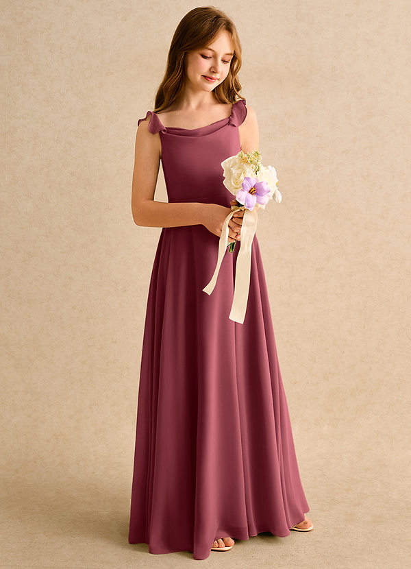 Azazie Puppy Girls Formal Flower Girl Dresses Merlot A-Line Pleated Chiffon Dress image1