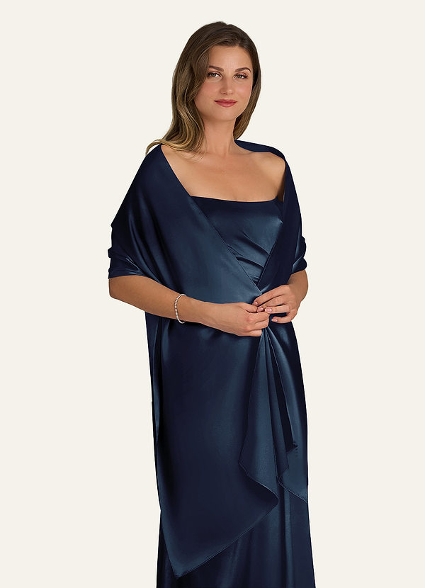 front Azazie Matching Color Metallic Satin Shawl