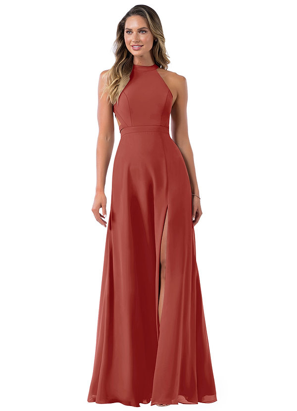 Heloise Largo Gasa Cabestro Vestidos De Dama De Honor Terracota