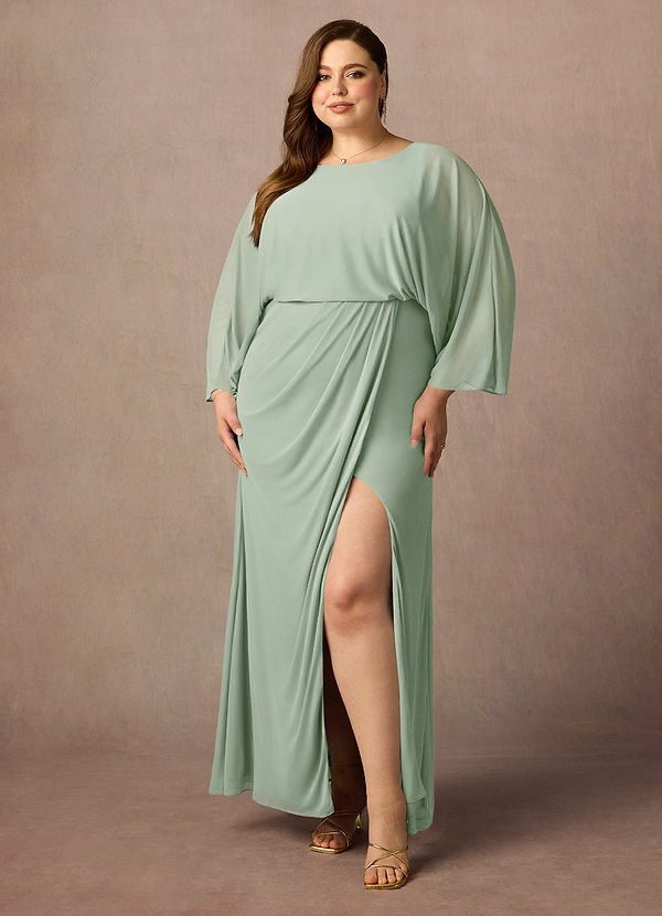Azazie Ysabella Mother of the Brides Dresses Dusty Sage Mermaid Pleated Mesh Dress image1