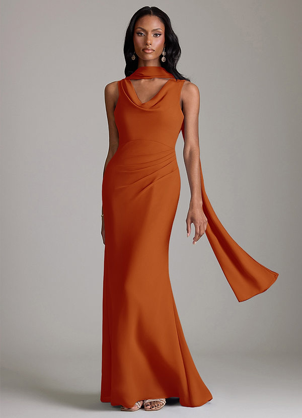 Azazie Linelle Bridesmaid Dresses Paprika Mermaid Pleated Chiffon Dress image1
