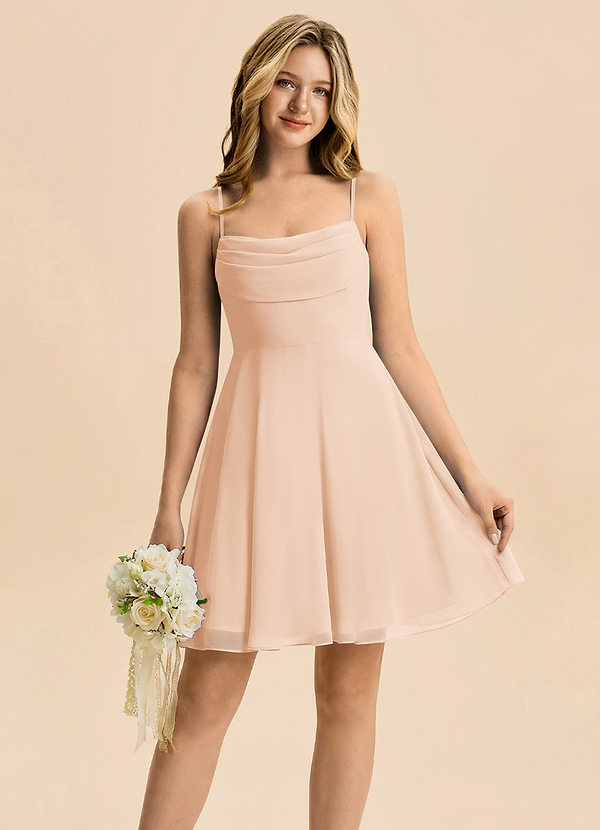 Azazie Bear Junior English Rose A-Line Pleated Chiffon Dress image1
