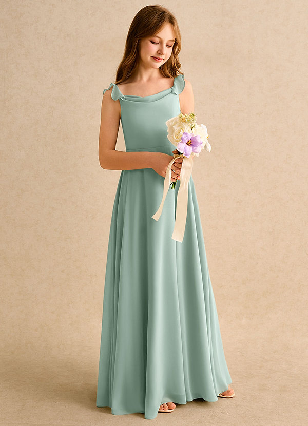 Azazie Puppy Girls Formal Flower Girl Dresses Agave A-Line Pleated Chiffon Dress image1
