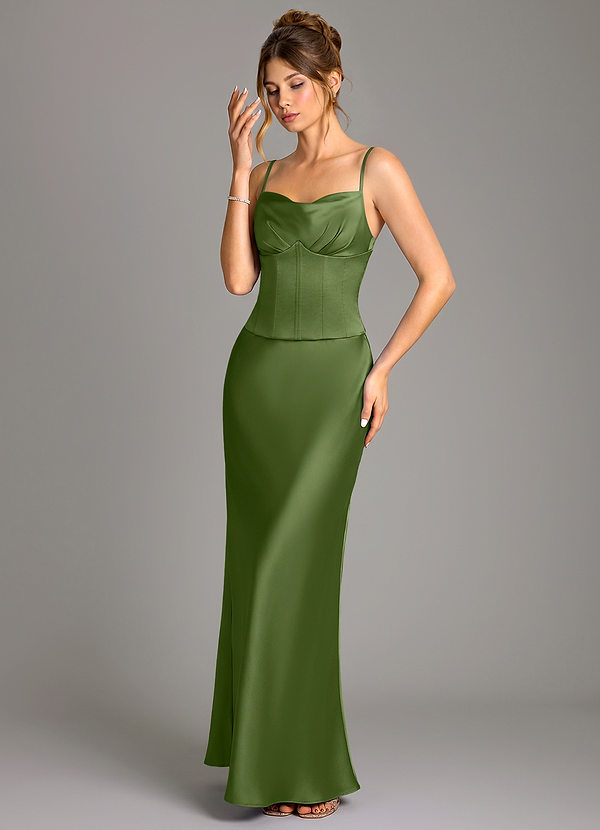 Azazie Reverie Bridesmaid Dresses Juniper Mermaid Corset Stretch Satin Dress image1