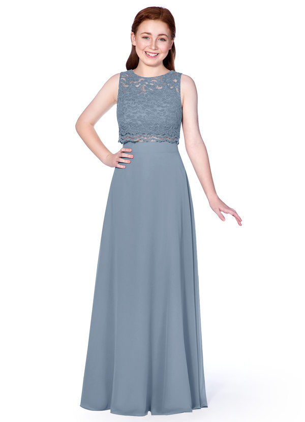 Azazie Shae JBD Junior  Bridesmaid  Dress  Dusty  Blue  Azazie