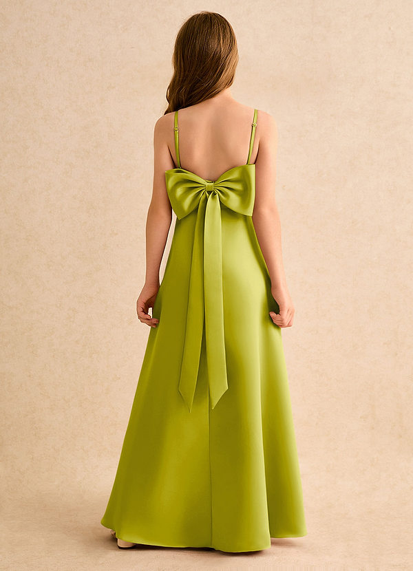 Azazie Joella Girls Formal Abiti da Damigella Bambina Abito A-Line in Raso Opaco Plissettato Citronella image1