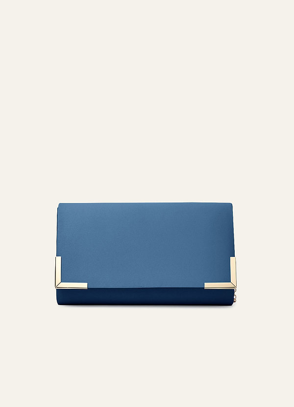 front Matching Color Matte Satin Envelope Clutch Bag