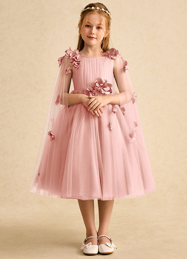 Azazie Staria Blumenkinder Kleider Ballkleid Gestreift Tüll Kleid Rosettenrosa image1