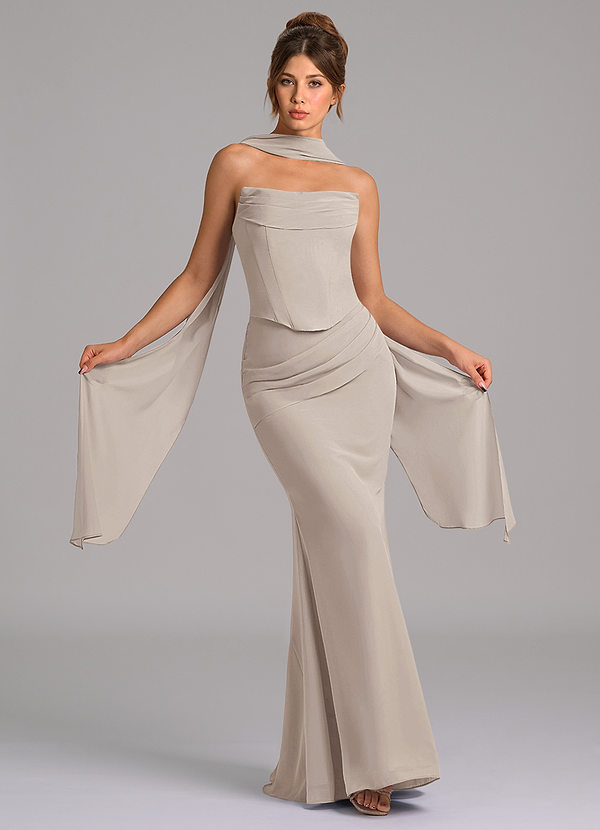 Azazie Sorrel Bridesmaid Dresses Frost Mermaid Corset Chiffon Dress image1