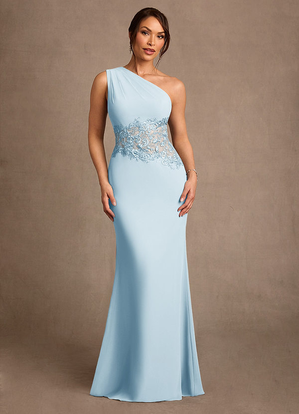 Azazie Kathie Moeder van de Bruid Jurken Zeemeermin Jurk van Chiffon Kant Hemelsblauw image1