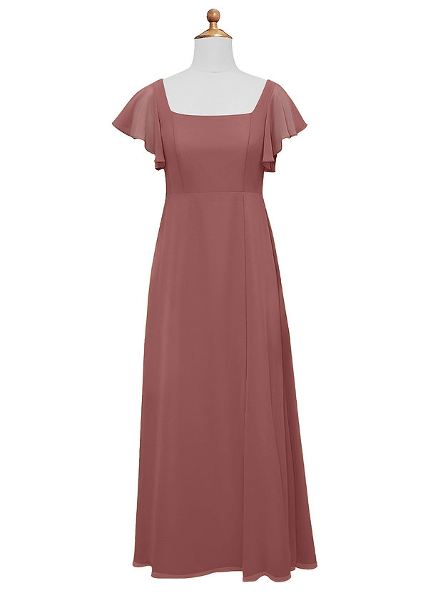 Azazie Bondi A-Line Bow Chiffon Floor-Length Junior Bridesmaid Dress image1