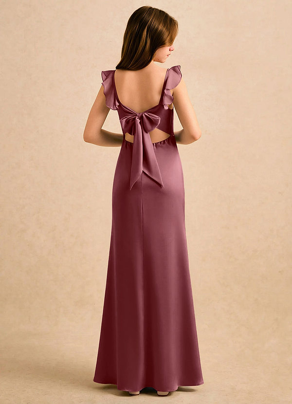 Azazie Novalie Girls Formal Flower Girl Dresses Desert Rose Mermaid Bow Stretch Satin Dress image1