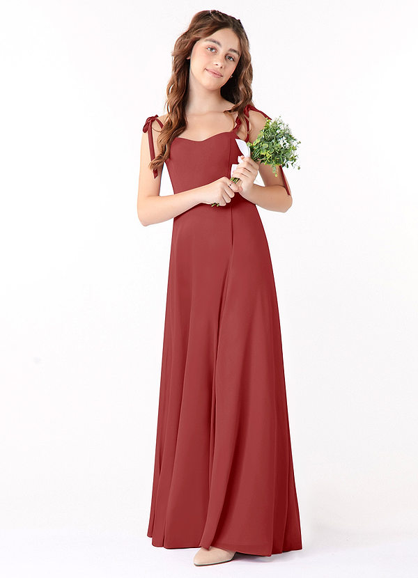 Azazie Rosey Junior Vestido de Óxido de Gasa de Corte En A con Escote de Corazón image1