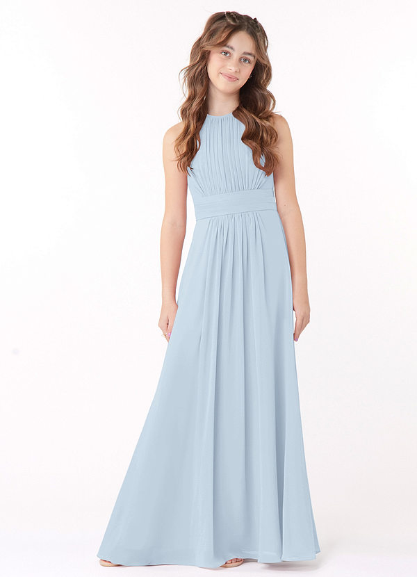 Azazie Bonnie A-Line Pleated Chiffon Floor-Length Junior Bridesmaid Dress image1