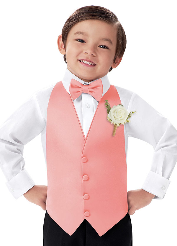 front Ensemble gilet, nœud papillon et boutonnière en satin mat pour garçon