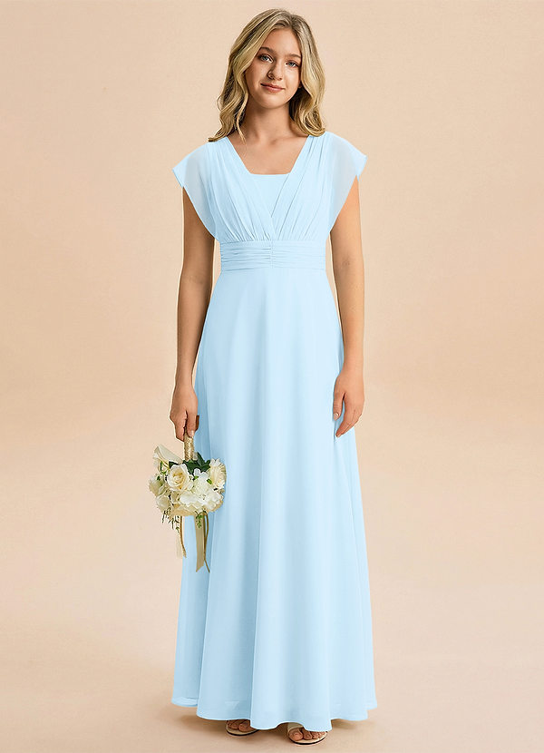 Azazie Soline Junior Klä av A-Line i Chiffong Plisserad image1