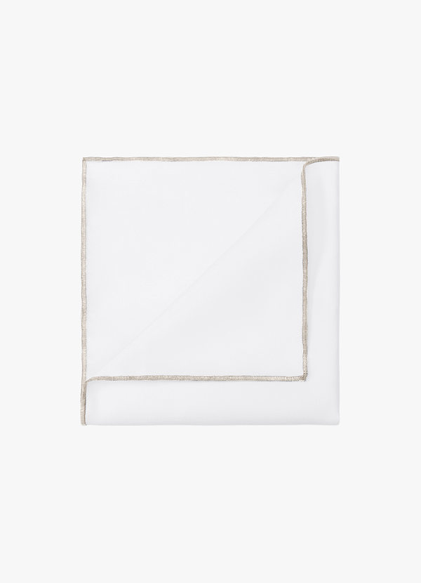 front Weißes, mattes Satin-Einstecktuch mit farbigem Rand