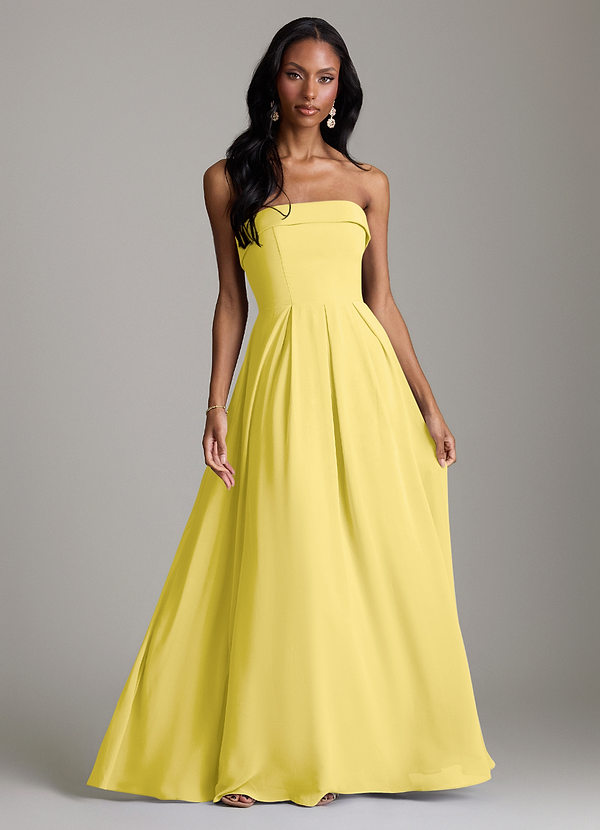 Azazie Lucienne Bridesmaid Dresses Canary A-Line Strapless Chiffon Convertible Dress image1