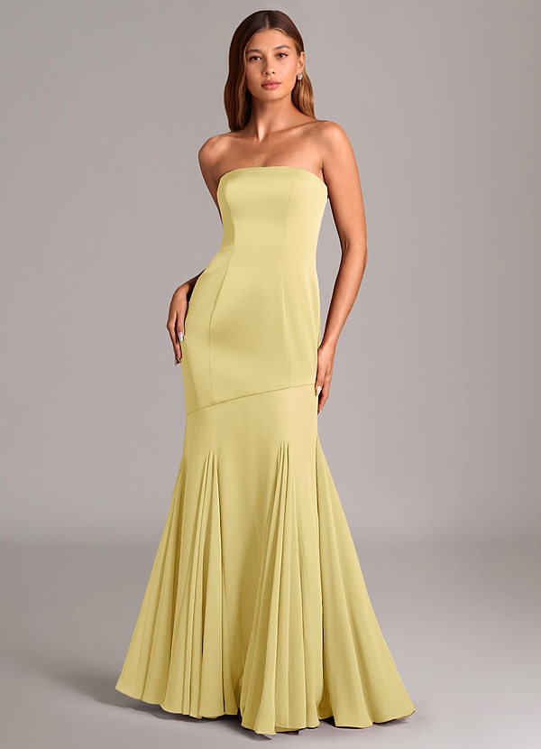 Azazie Uma Bridesmaid Dresses Lemon Sorbet Mermaid Strapless Chiffon Convertible Dress image1