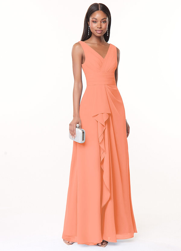 Azazie Julianna Brudtärneklänningar Klä av A-Linje i Chiffong Solnedgång image1