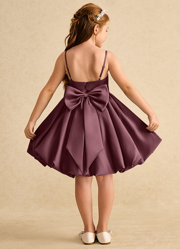 Azazie Davine Vestidos de Niña de Flores Vestido de Sangrado de Satin Mate de Corte En A con Tirante Espagueti image1