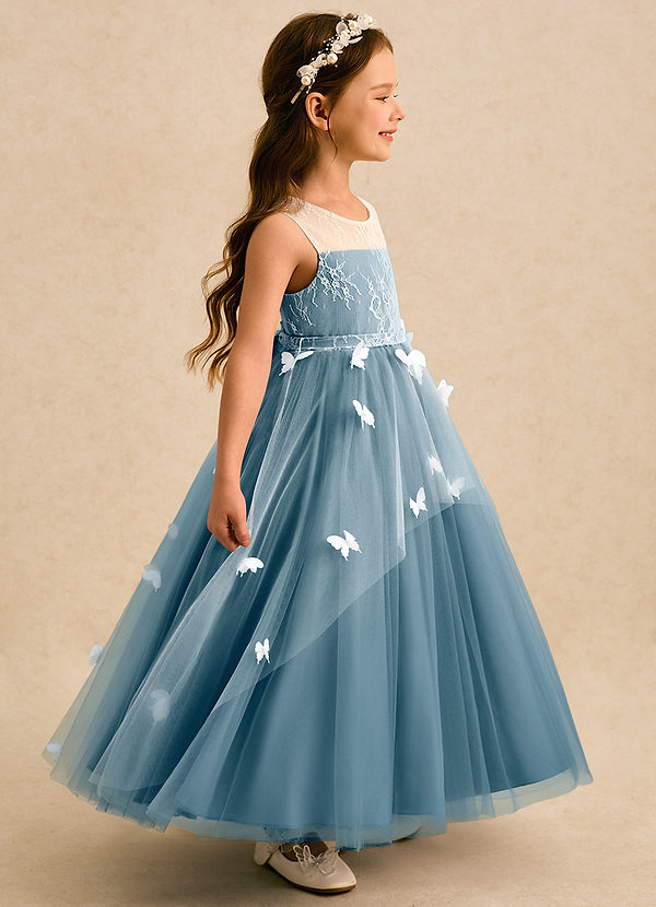 Azazie Mariposa Flower Girl Dresses Bermuda Ball-Gown Lace Tulle Dress image1