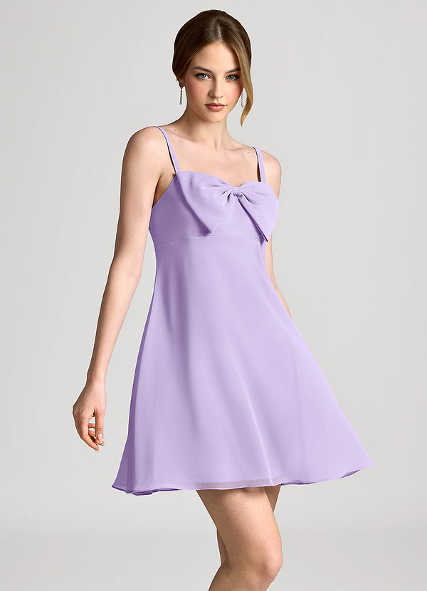 front Lila Miniklänning i chiffong med rosett