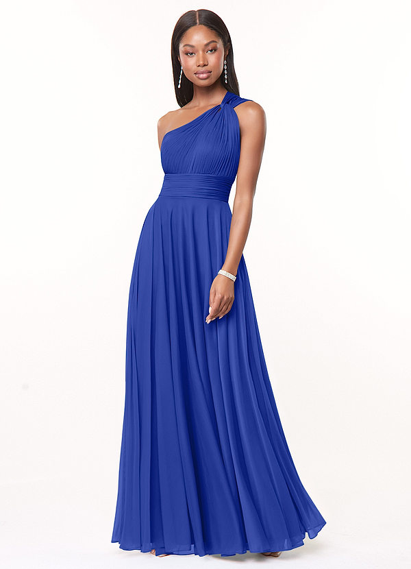 Azazie Charlize Brautjungfernkleider A-Linie One-Shoulder Gittergewebe Kleid Königsblau image1
